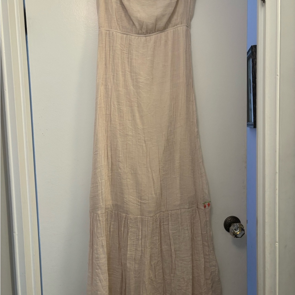 Flying Tomato Strapless Cream Maxi Dress colorful  Accents festival boho hippy - Picture 2 of 4